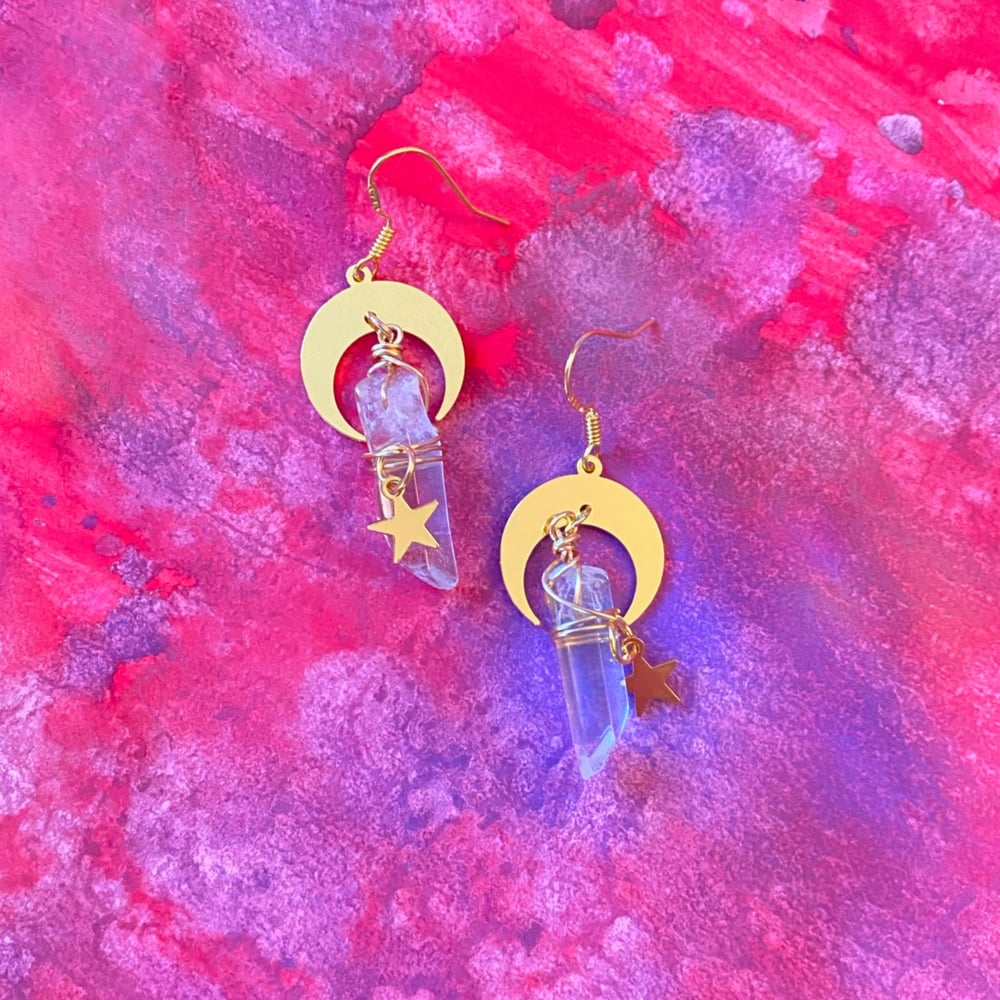 Image of MOON CRYSTAL EARRINGS