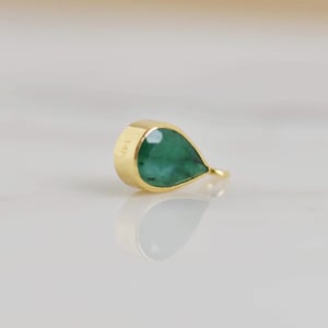 Image of Colombia Emerald pear cut 14k gold necklace
