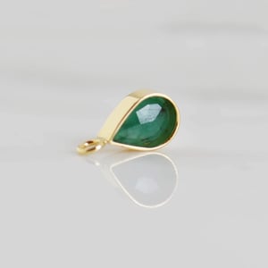 Image of Colombia Emerald pear cut 14k gold necklace