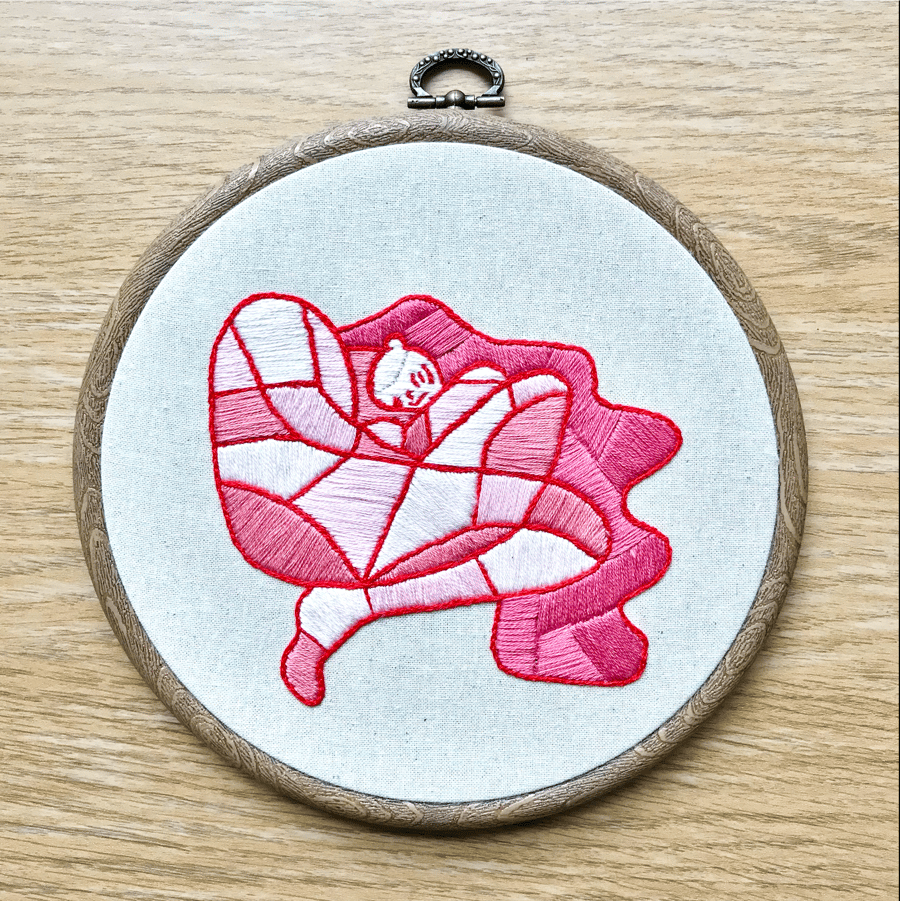 Image of Snoozing Jan Stained Glass Embroidery