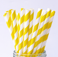 Image 2 of Pajitas de papel rayas amarillas 