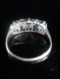 Image 4 of Edwardian 18ct yellow gold old cut diamond and natural sapphire boat stacking ring 