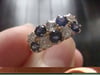 Edwardian 18ct yellow gold old cut diamond and natural sapphire boat stacking ring 