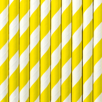 Image 1 of Pajitas de papel rayas amarillas 