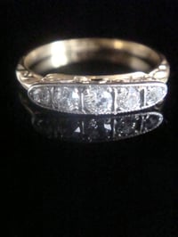 Image 1 of Edwardian Art deco 18ct yellow gold platinum diamond 0.45ct 5 stone ring