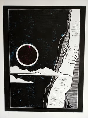 Tor Facet, Moon (Lino Print 3 of 3)