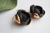 Black porcelain flower earrings