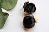 Black porcelain flower earrings