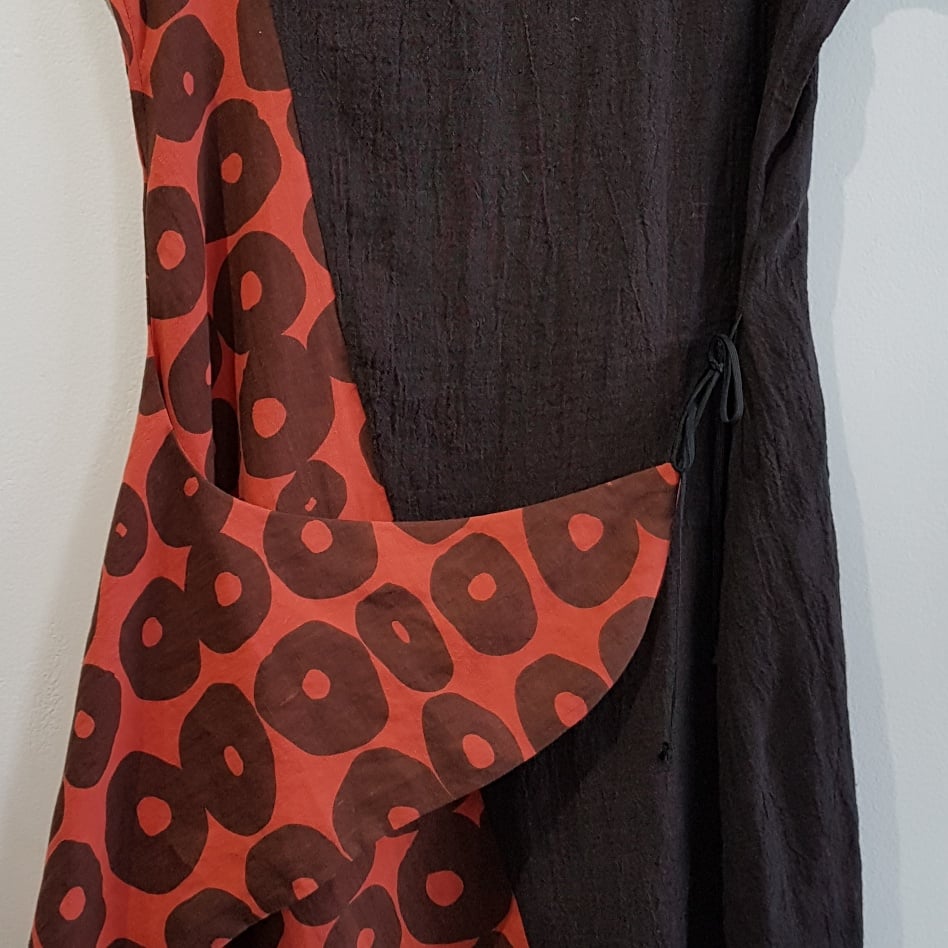 Image of asymmetrical espresso linen dress/tunic