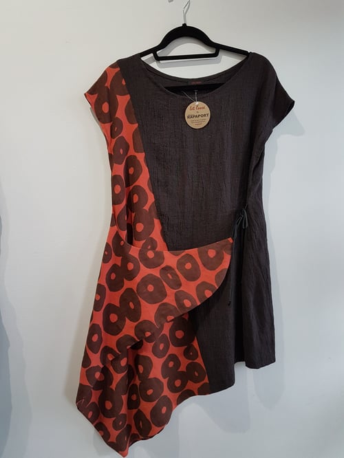 Image of asymmetrical espresso linen dress/tunic