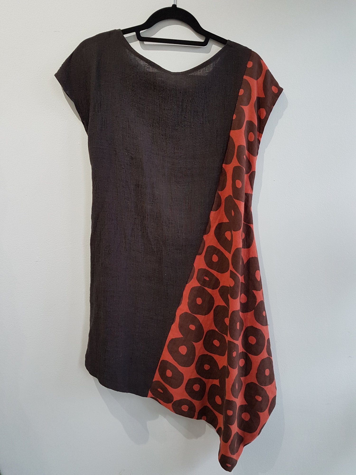Image of asymmetrical espresso linen dress/tunic