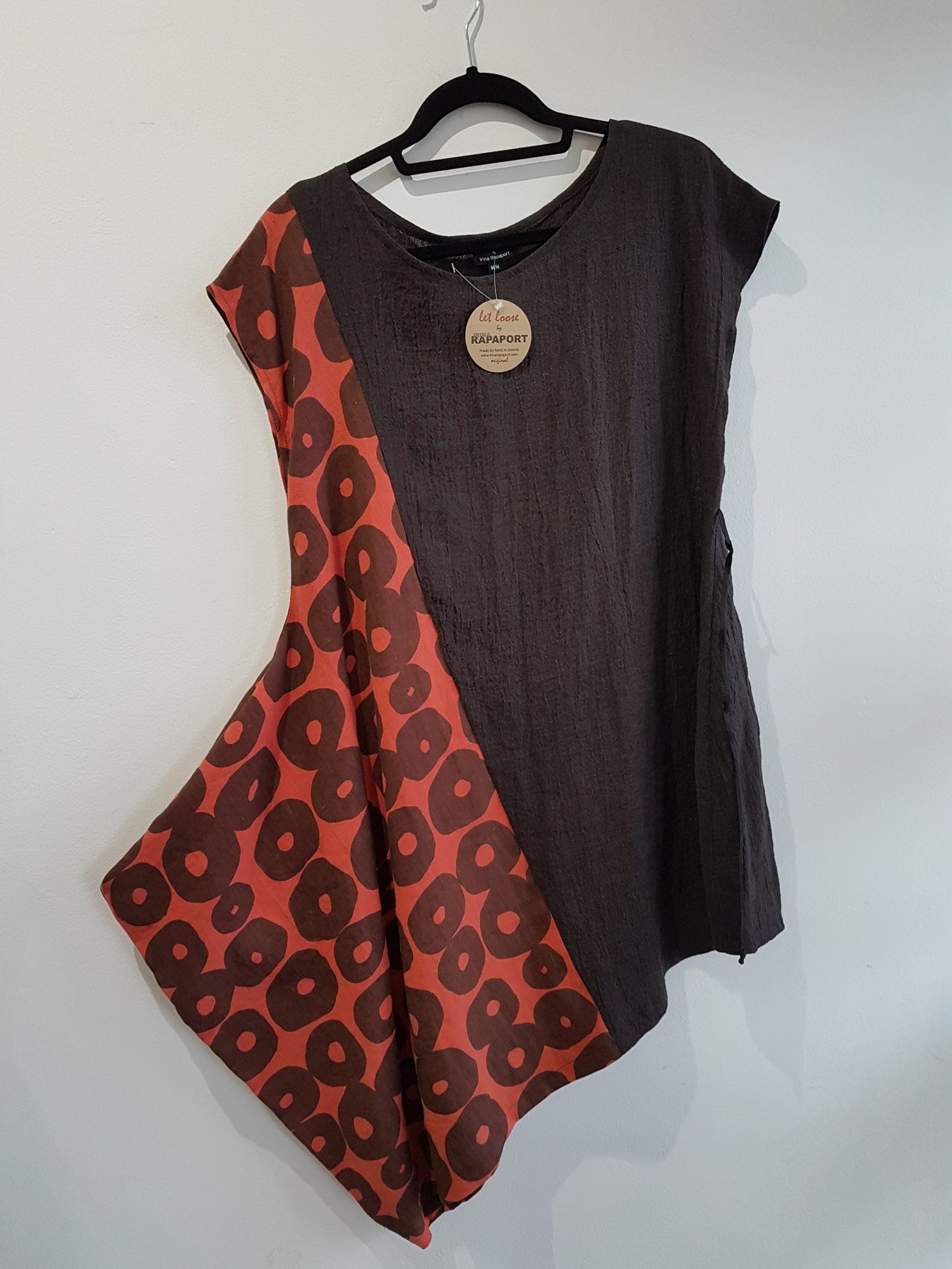 Image of asymmetrical espresso linen dress/tunic