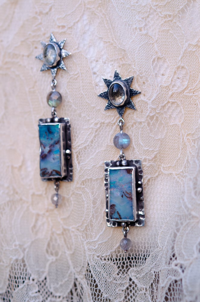 Image of australian boulder opal earrings