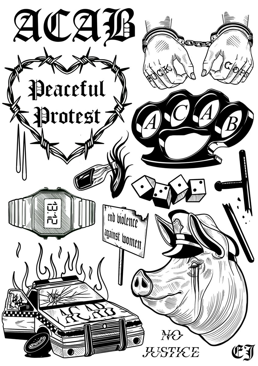 ACAB Flash Sheet | La Petite Mort Tattoo Studio