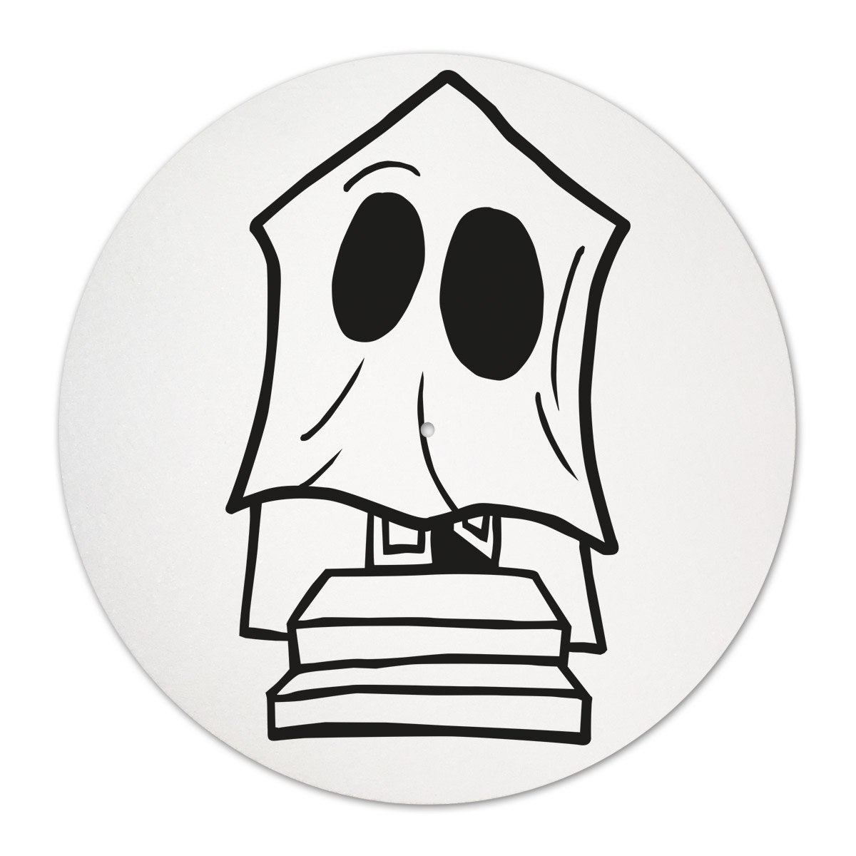 Image of Turntable Mat, White, 12" - "Haunted Home Co. House"