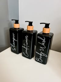 Black/Bamboo Square Pump Bottles