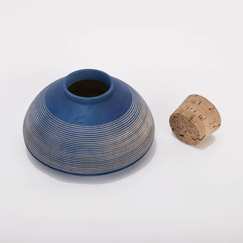 Image of BLUE DYED MAPLE CANISTER WITH CONCENTRIC LINES