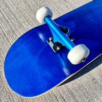 Image 1 of Blue Stained Complete Skateboard w/ Metallic BlueTrucks