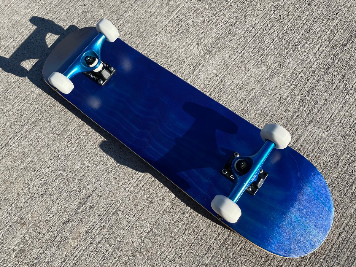 Image of Blue Stained Complete Skateboard w/ Metallic BlueTrucks