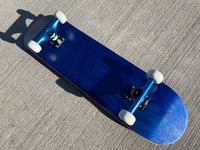 Image 4 of Blue Stained Complete Skateboard w/ Metallic BlueTrucks