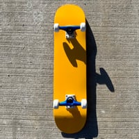 Image 2 of Yellow Complete Skateboard w/ Metallic Blue Trucks