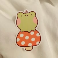 Image 2 of Frog on mushroom vinyl sticker