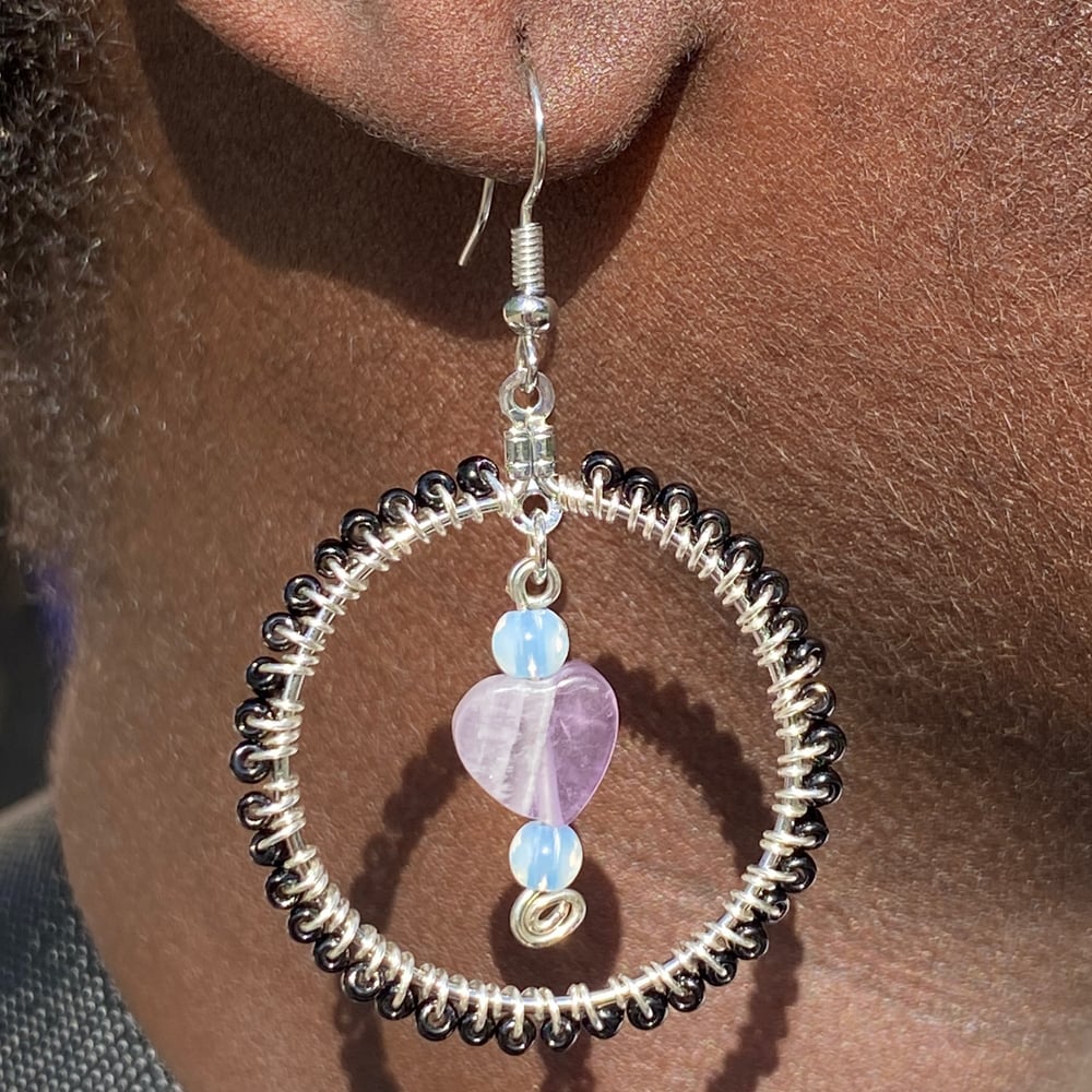 Image of amethyst heart earrings