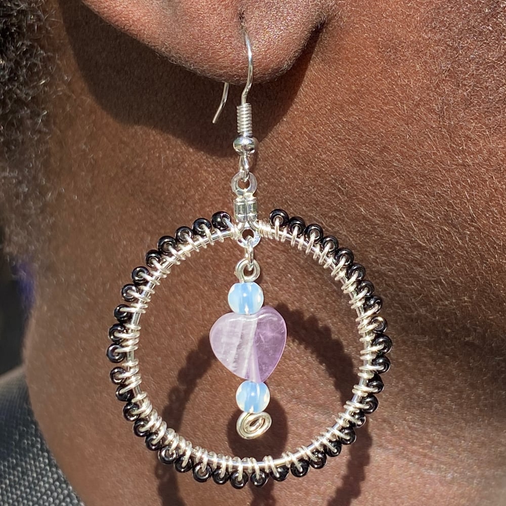 Image of amethyst heart earrings 