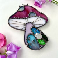 Image 3 of Cranberry Pink Funky Mushie Cottage Suncatcher 