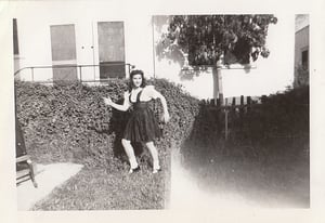Image of VINTAGE PHOTO WOMAN IN YARD TAP DANCE POSE 1942