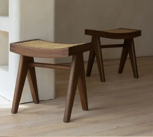 Image of Pierre Jeanneret reproduction Chandigarh Cane Stool 
