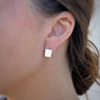 Image 2 of Silver Cube Earrings