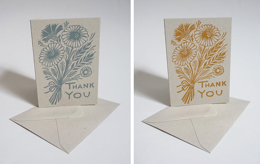 Image of 'Thank You' Greetings Cards - Hand Printed