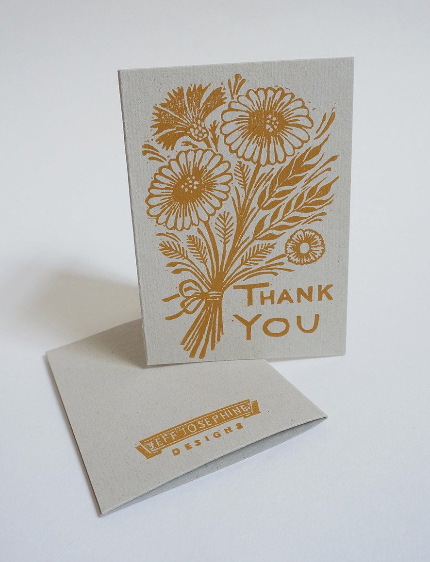 Image of 'Thank You' Greetings Cards - Hand Printed