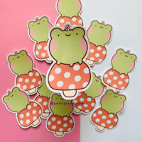 Image 4 of Frog on mushroom vinyl sticker