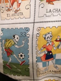 Image 4 of Day Of The Dead cards, long sleeve men shirt, slim fit tailored red trim sleeves and collar