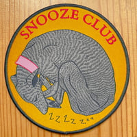 Image 1 of “snooze club” fabric patch in sunflower yellow 