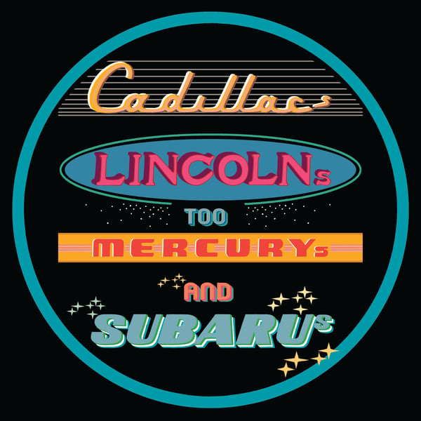 Image of 12" digital badge print, signed - CADILLACS, LINCOLNS TOO