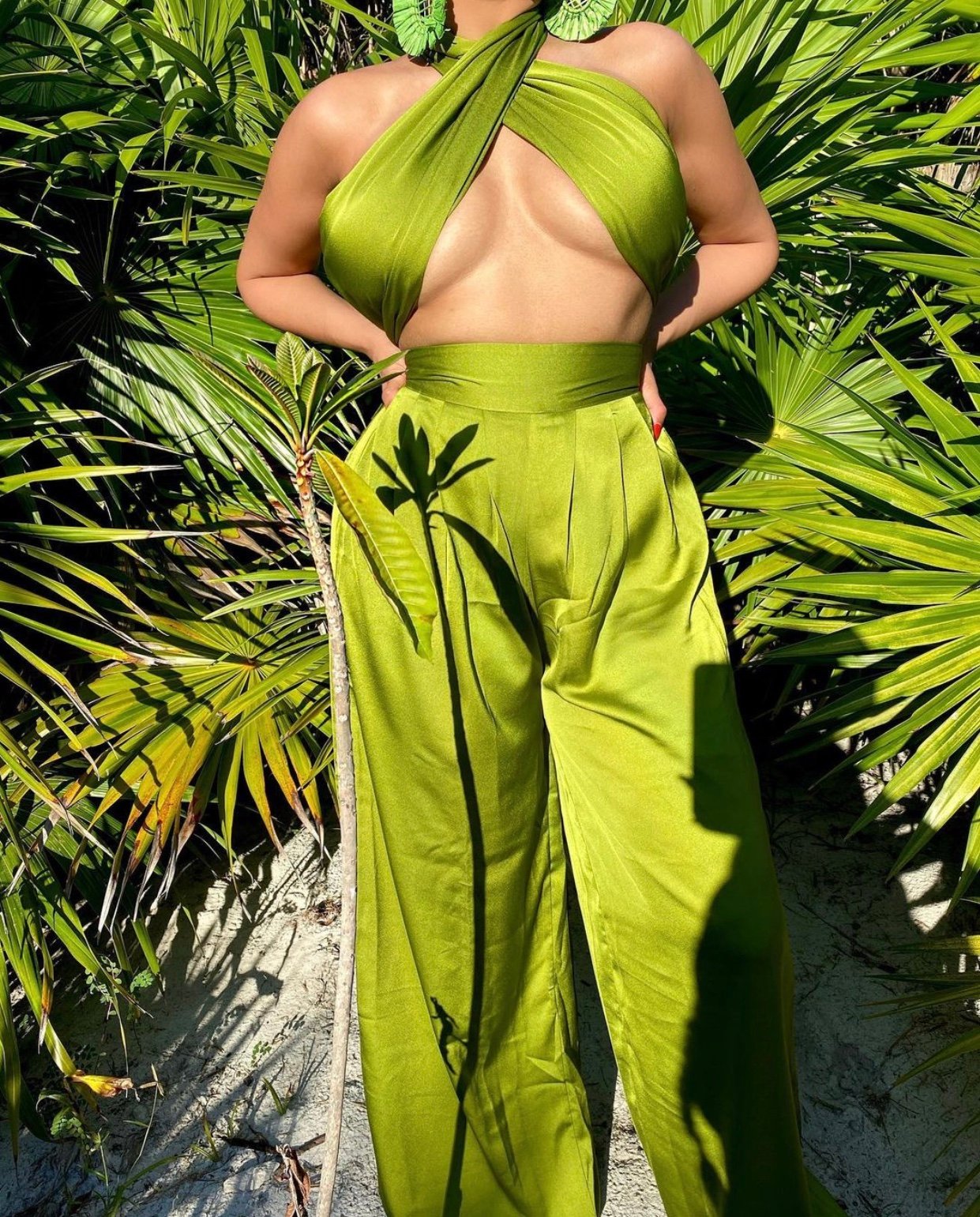 Image of MERMAIDS LIME GREEN SILK SET (MEDIUM)