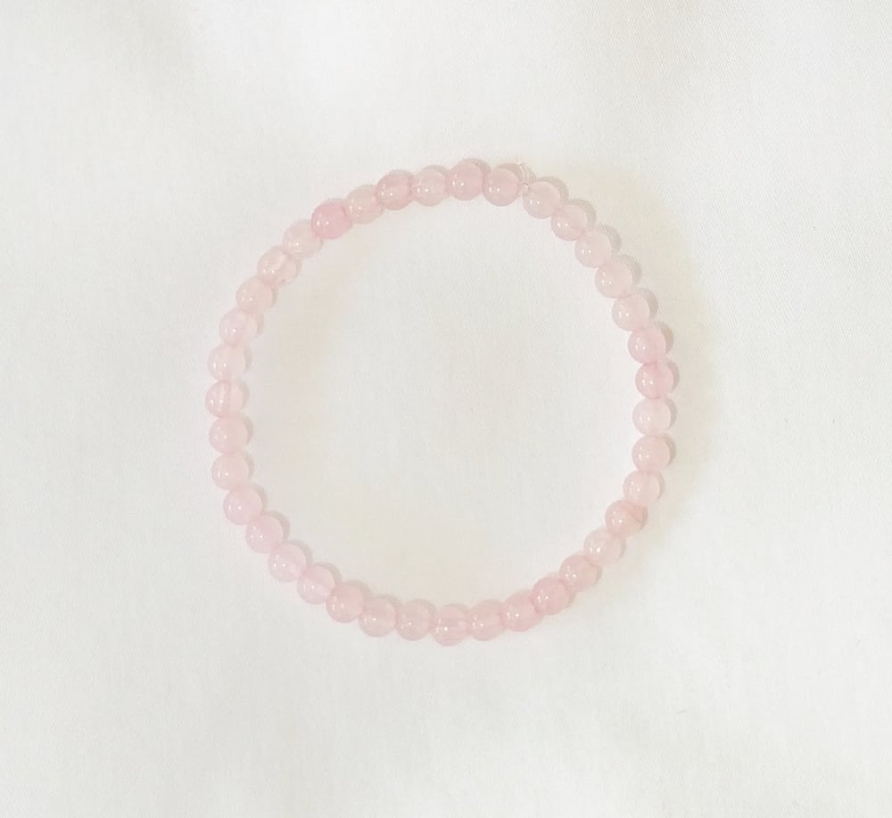 Image of Rose Quartz 4mm smooth round bead stretch stacking bracelet