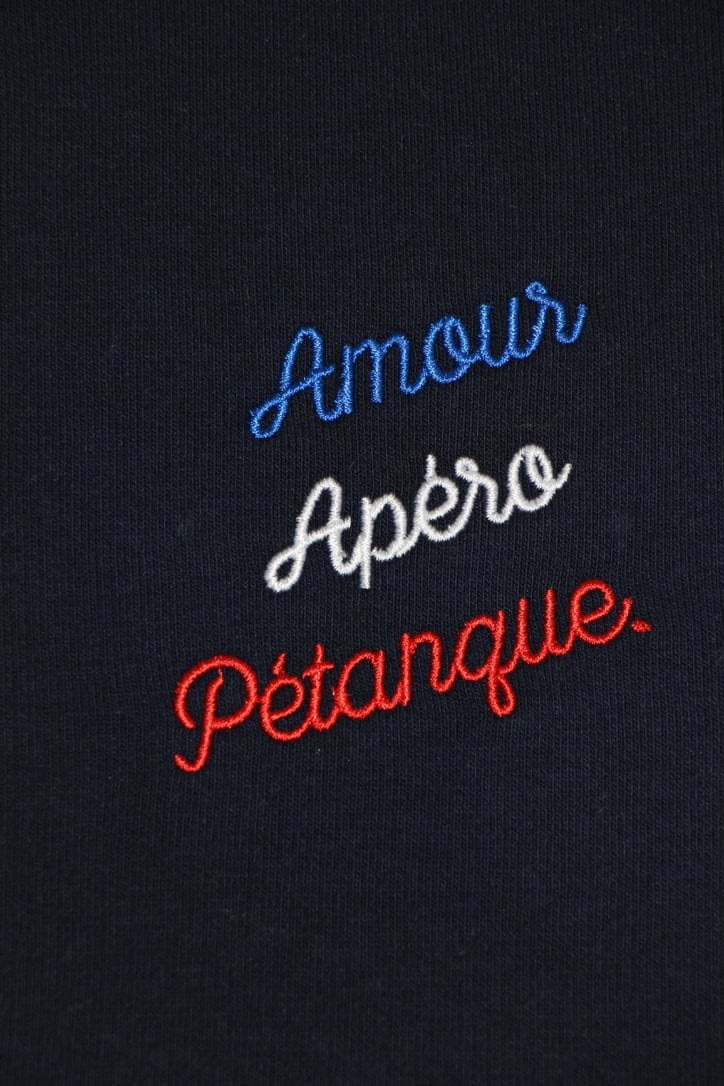 Image of Sweat Bleu Amour Apéro Pétanque.