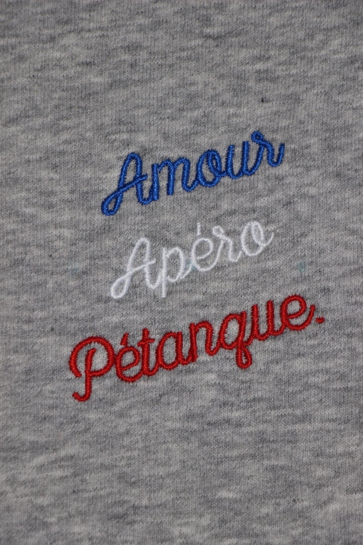 Image of Sweat Gris Amour Apéro Pétanque.