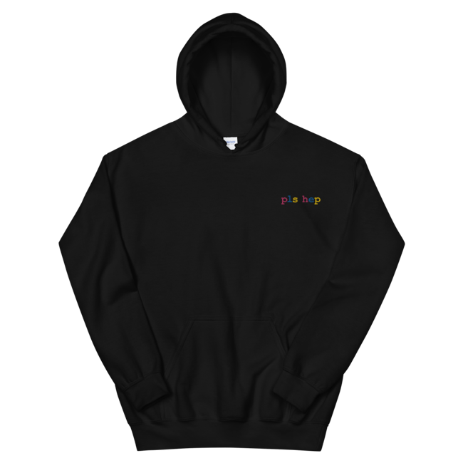black embroidered hoodie