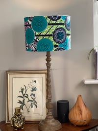 Image of African Ankara Print Kgabu Teal/Black Shade 30cm