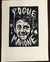 Shane MacGowan. Pogue Mahone. Hand Made. Original A4 linocut print. Art.