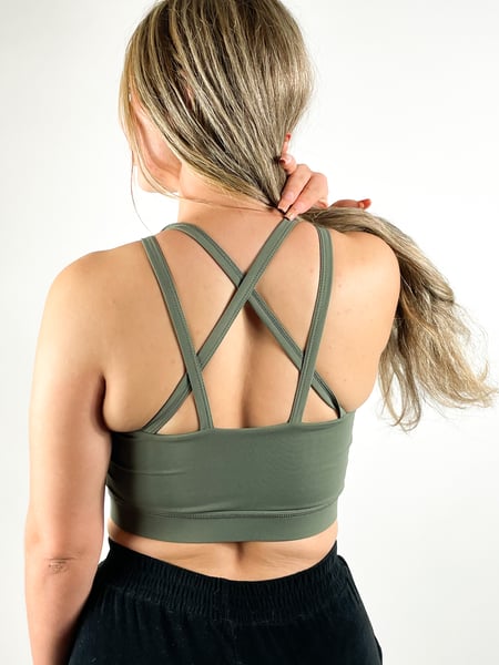 Image of DESIRE SPORTS BRA OLIVE GREEN