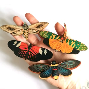 Image of Large Insect Wooden Brooch Pin - Assorted