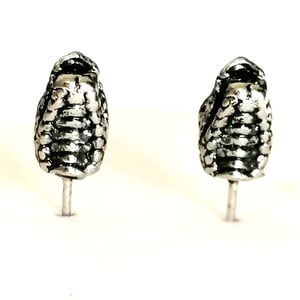 Image of Antiqued Silver Snake Head Stud Earrings