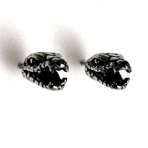 Image of Antiqued Silver Snake Head Stud Earrings