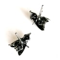 Antiqued Silver Bluebottle Fly Stud Earrings